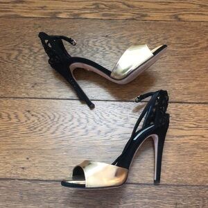 Diane Von Furstenberg Holiday Metallic Laser Cut Anke Strap High Heels